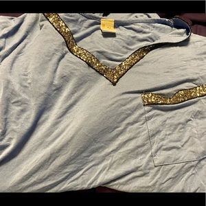 Periwinkle and sequins v-neck 3X t-shirt